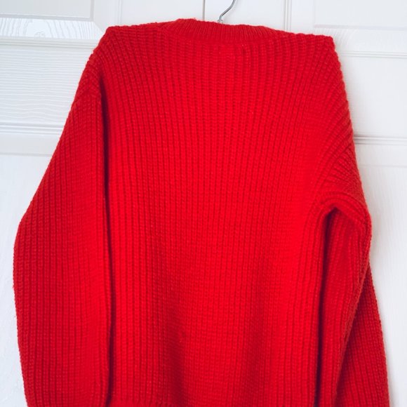 KIDS Red Cable Knit Cunky Long Sleeve Soft Sweater Unisex - Picture 10 of 12